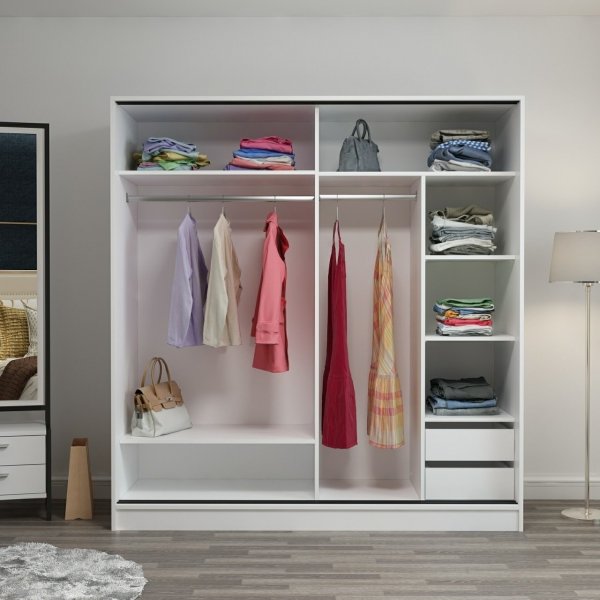 Kapusta garderobe med speildør, 180 cm - Hvit/brun Kapusta garderobe med speildør, 180 cm - Hvit/brun