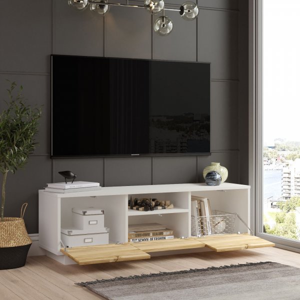 Luvio mediebenk 3 - Eik/hvit Luvio mediebenk 3 - Eik/hvit