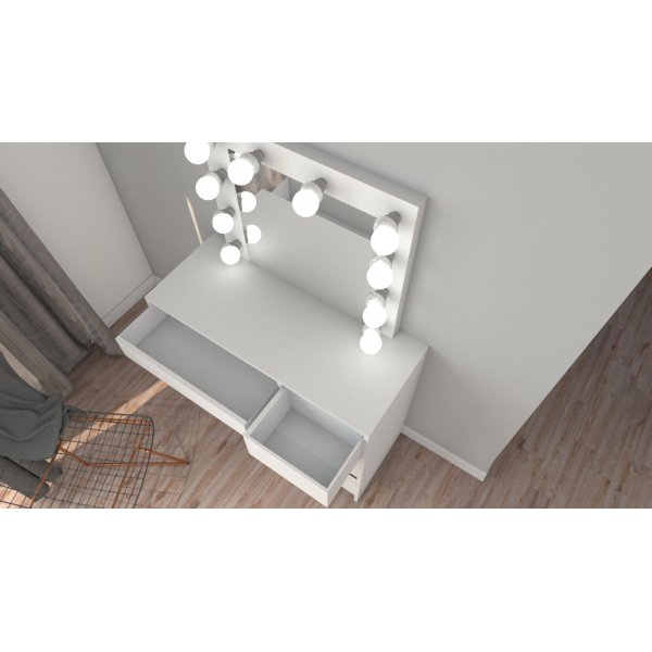 Vanity hvitt toalettbord med belysning