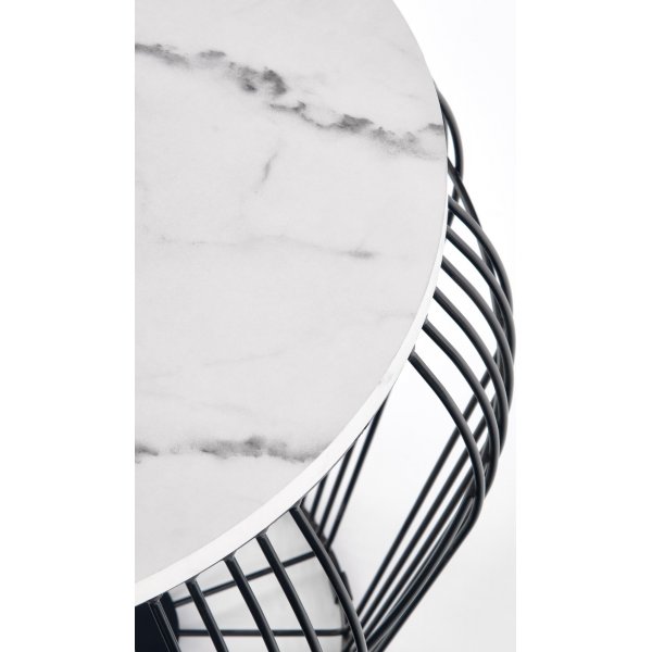 Grande salongbord Ø56 cm - Hvit marmor/svart Grande salongbord Ø56 cm - Hvit marmor/svart