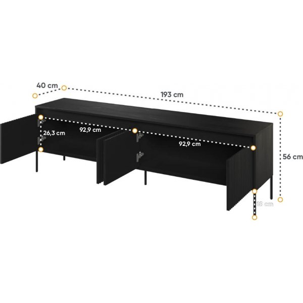 Trend media benk B193 cm - Sort