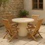 Spisegruppe med 4 stoler og spisebord 122 beige/teak - Merca/Salt