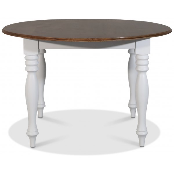 New England rundt spisebord - Hvit/Brunbeiset