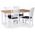 Fårö spisegruppe; spisebord 140x90 cm - Hvit / oljet eik med 4 Fårö spisestoler med ribber i ryggen, svart PU-sete