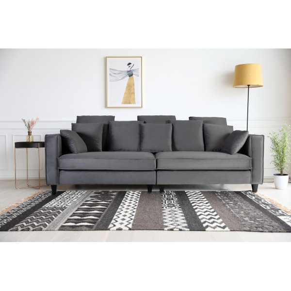 Brandy Lounge - 3,5-seters sofa XL (slvgr flyel) + Tekstilrens for mbler