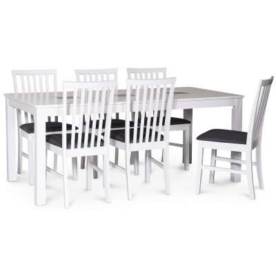 Milla spisegruppe; spisebord, 180x90 cm med 6 Alice spisestoler