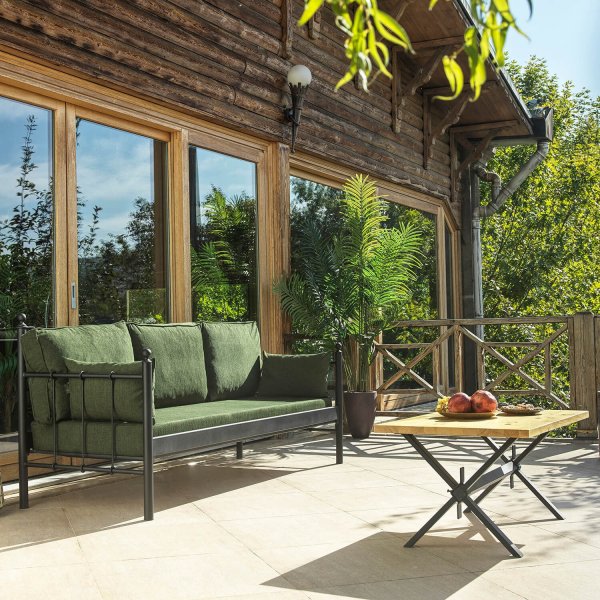 Lala 3-seters utesofa - Svart/grønn + Møbelrengjøring Lala 3-seters utesofa - Svart/grønn + Møbelrengjøring