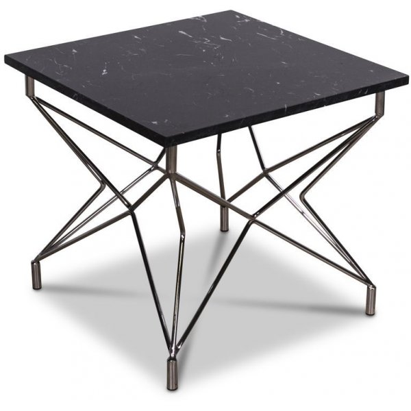 Cliff lampebord i marmor 55 x 55 cm - Sort marmor / Krom