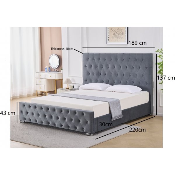 Nemis sengeramme med sengegavl og oppbevaring 180 x 200 cm - Gr�