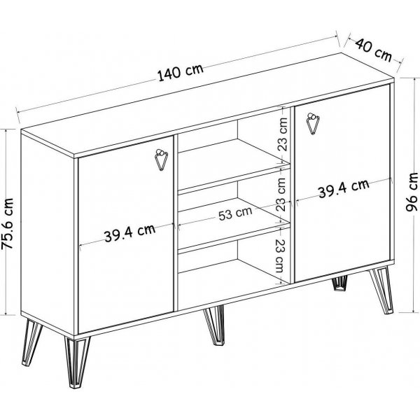 Ege skjenk - Eik/hvit