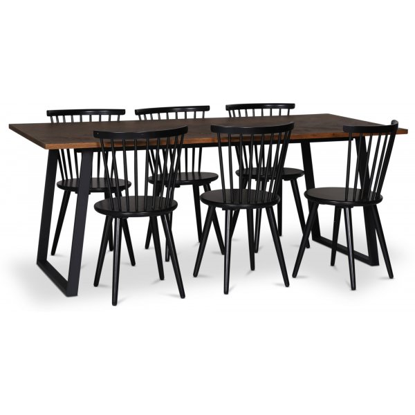 Edge 3.0 spisegruppe 190x90 cm inkludert 6 stk. svarte Castor pinnestoler - Brownstained fishbone Edge 3.0 spisegruppe 190x90 cm inkludert 6 stk. svarte Castor pinnestoler - Brownstained fishbone