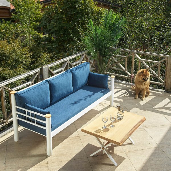 Kappis 3-seters utesofa - Hvit/bl�