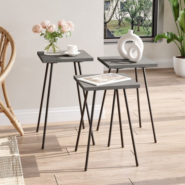 Luiz bord 29 x 29 cm - Grå/svart Luiz bord 29 x 29 cm - Grå/svart