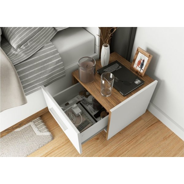 Dentro nattbord høyre - Hvit/stirling eik Dentro nattbord høyre - Hvit/stirling eik