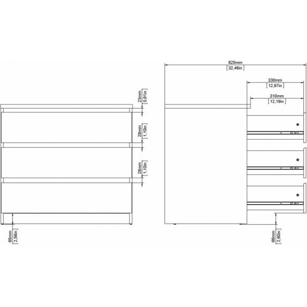 Naia kommode med 3 skuffer - Sort Naia kommode med 3 skuffer - Sort