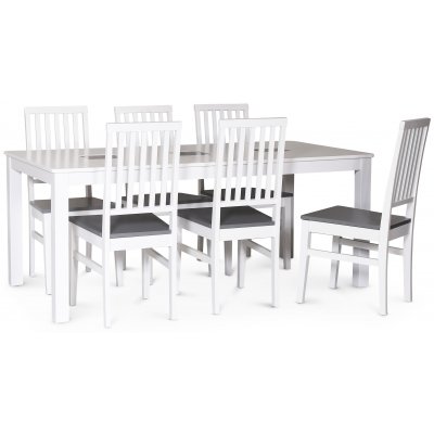 Milla spisegruppe; spisebord, 180x90 cm med 6 Fr spisestoler