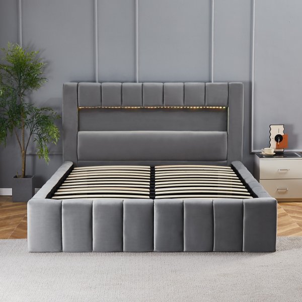 Sengeramme med LED-belysning 180x200 cm + Møbelføtter Sengeramme med LED-belysning 180x200 cm + Møbelføtter