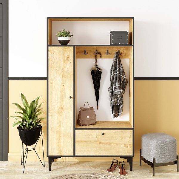 Pera hallmøbler - Safir eik/sort Pera hallmøbler - Safir eik/sort