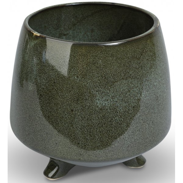 Krukke Dreie med tre føtter H16 cm - Grønn Krukke Dreie med tre føtter H16 cm - Grønn