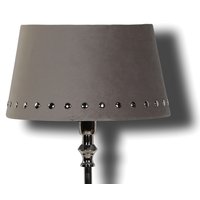Fløyel lampeskjerm med nagler 33 cm - Grå / Krom Fløyel lampeskjerm med nagler 33 cm - Grå / Krom