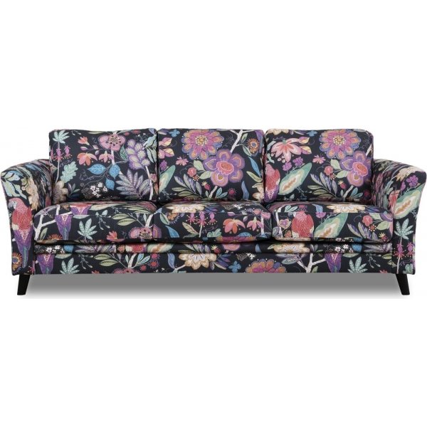 Eker 3-seters sofa i blomsterstoff - Eden Parrot Svart