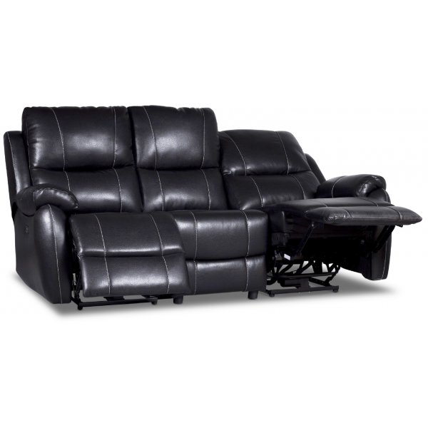 Enjoy Chicago recliner sofa - 3-seter (el) i svart kunstskinn