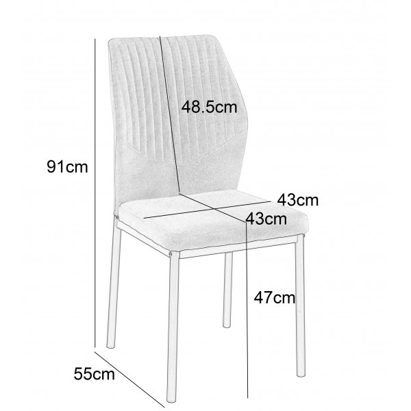 Inez spisestol i beige stoff med svarte ben