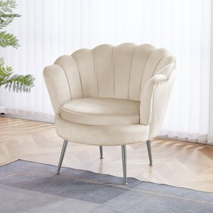 Musslan lenestol - Beige/krom Musslan lenestol - Beige/krom