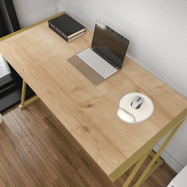 Adelaide skrivebord 114 x 60 cm - Gull/eik Adelaide skrivebord 114 x 60 cm - Gull/eik