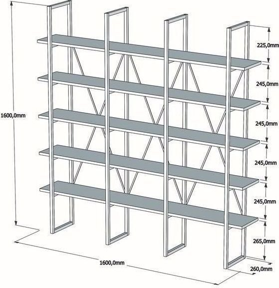 Bayer bokhylle - Svart/furu