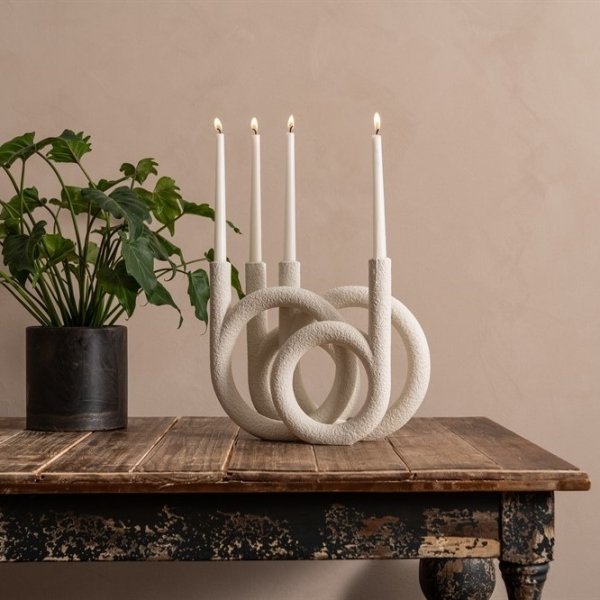 Julie lysestake 38 x 15 x 30 cm - Hvit