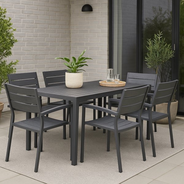 Spisegruppe med 4 stoler og spisebord 150 x 90 cm svart/grå - Las Vegas Spisegruppe med 4 stoler og spisebord 150 x 90 cm svart/grå - Las Vegas