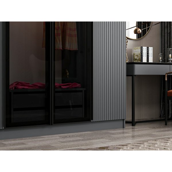 Cikani garderobe med speildør 225x52x210 cm - Antrasitt Cikani garderobe med speildør 225x52x210 cm - Antrasitt