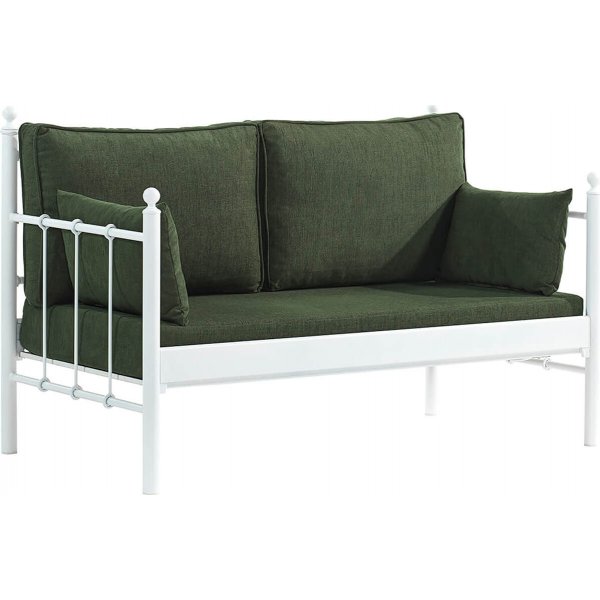 Lalas 2-seters utesofa - Hvit/grnn + Flekkfjerner for mbler