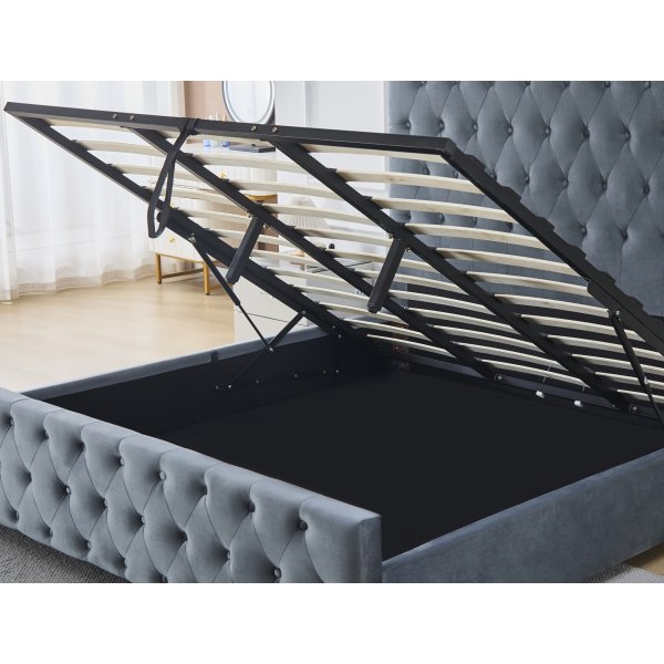 Nemis sengeramme med sengegavl og oppbevaring 180 x 200 cm - Gr�