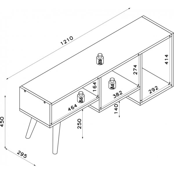 Gune mediabenk - Hvit/eik Gune mediabenk - Hvit/eik