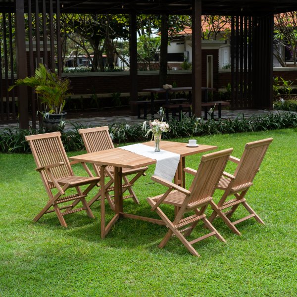 Salt� spisegruppe for uteplassen klaffbord med 4 stk. karmstoler - Teak