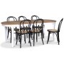 Fr spisegruppe; Ovalt spisebord 160-210 cm - Hvit / Oljet eik med 6 stk Danderyd No.18 spisestoler Svart