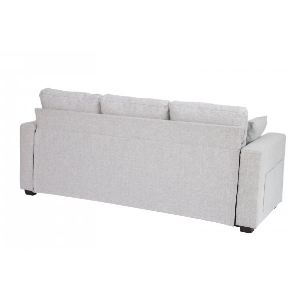 Davis sovesofa - lysegrått stoff | Med oppbevaring Davis sovesofa - lysegrått stoff | Med oppbevaring