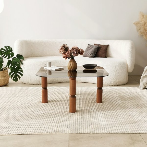 Kei salongbord 80 x 80 cm - Valnøtt/bronse Kei salongbord 80 x 80 cm - Valnøtt/bronse