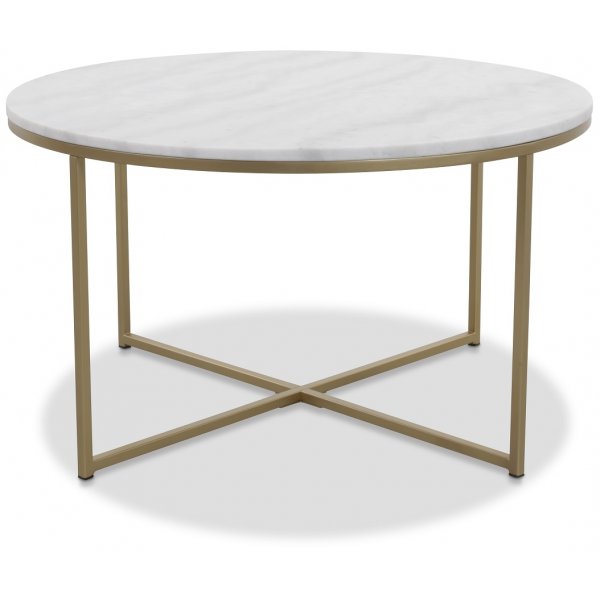 Maryland sofabord 85 cm - Hvit ekte Marmor / Matt messing