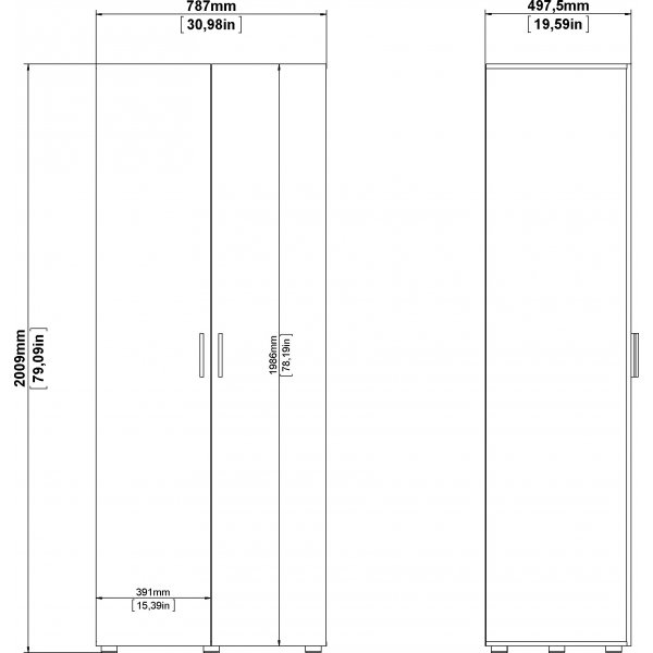 Pepe garderobe med 2 d�rer - Tr�ffel