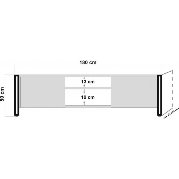 Arcas mediebenk - Furu/svart