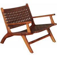Porto Bello lenestol teak / konjakkbrunt anilinskinn Porto Bello lenestol teak / konjakkbrunt anilinskinn