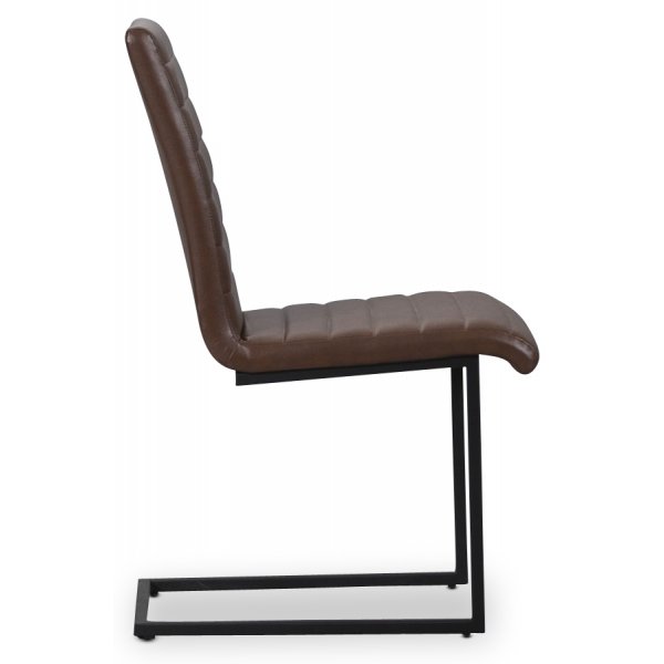 Lazio stol svart metall - Brun PU