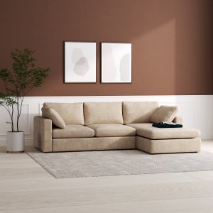Moby mørk beige divansofa 296 cm - Vendbar divansofa med pocketfjærer Moby mørk beige divansofa 296 cm - Vendbar divansofa med pocketfjærer