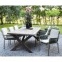 Oxford utendrs spisegruppe: brunsyret bord 220 cm, inkludert 6 stk. Lincoln stablebare karmstoler grnn/beige