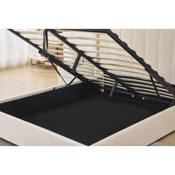 Bianca sengeramme med sengegavl og oppbevaring 180 x 200 cm - Beige Bianca sengeramme med sengegavl og oppbevaring 180 x 200 cm - Beige