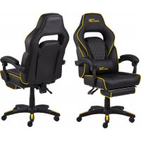 Canyon gaming stol med fotstøtte - Sort PU/gul Canyon gaming stol med fotstøtte - Sort PU/gul