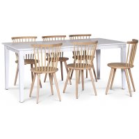 Sandhamn spisegruppe; 180x90 cm bord med 6 Castor pinnestoler Sandhamn spisegruppe; 180x90 cm bord med 6 Castor pinnestoler